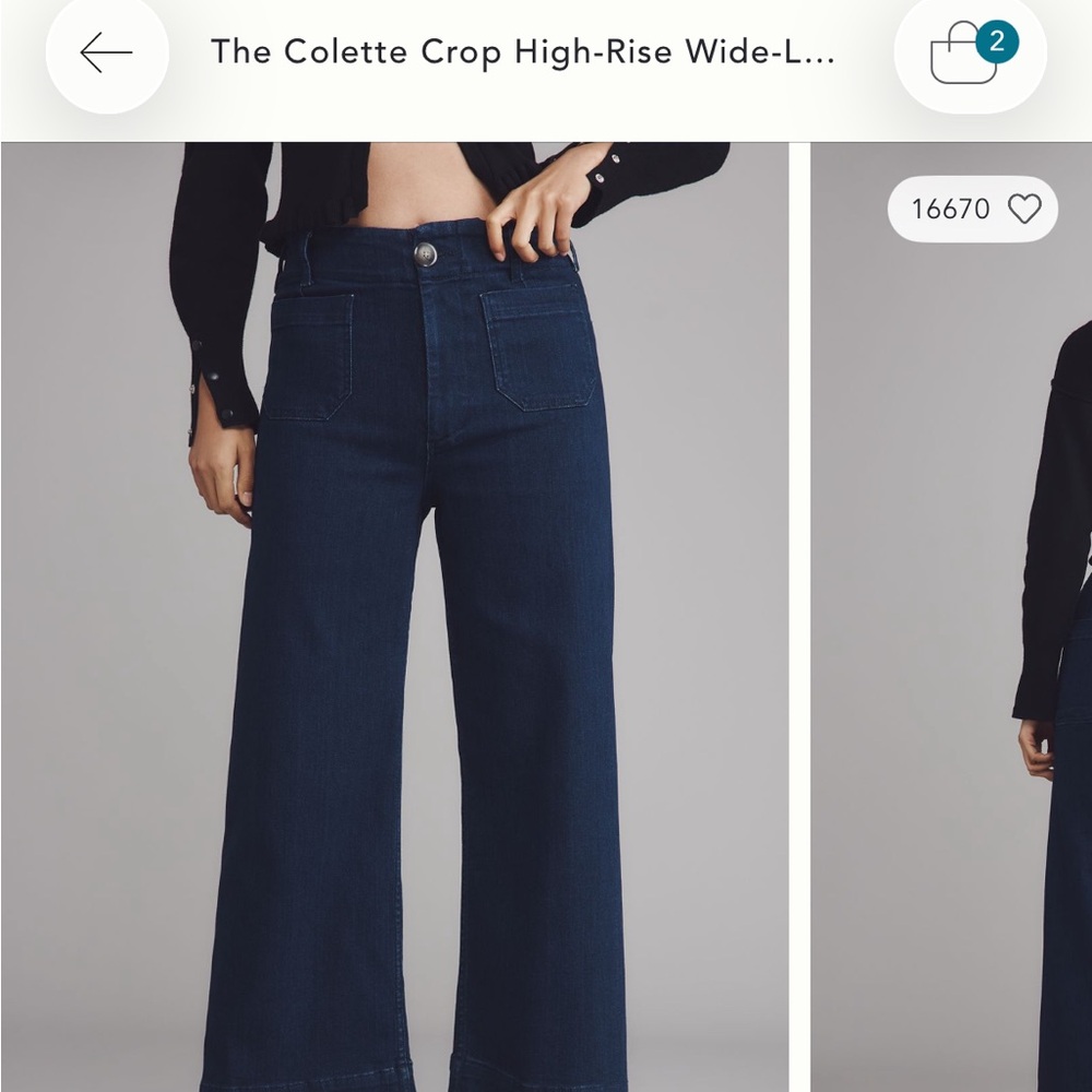 The Colette Denim Cropped Wide Leg Jeans by Maeve Anthro NWT Sz 26